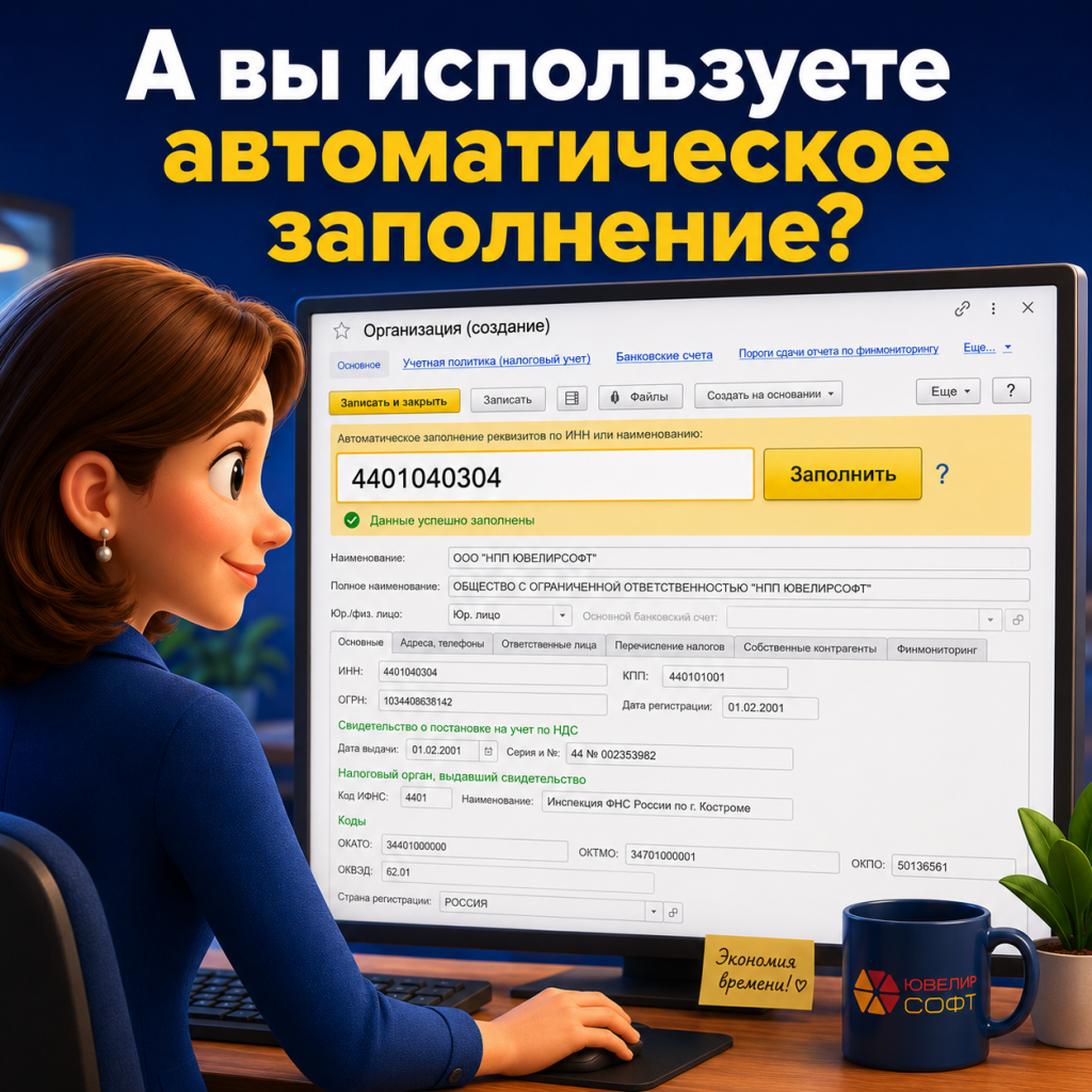 Автоматическое заполнение контрагента по ИНН